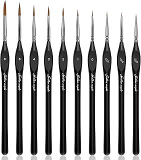 Golden Maple Detail Paint Brushes Set 10pcs Miniature Brushes for Fine Detailing & Art Painting - Acrylic, Watercolor, Oil, Models