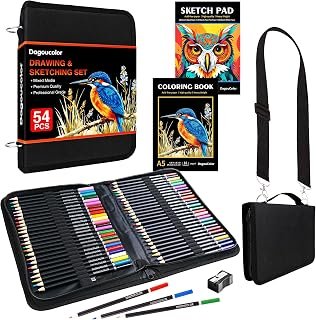 Drawing Pencils in Shoulder Bag - 54 Pack Set