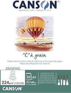 Canson CA Grain 224 GSM Drawing Pad, Size A3 (30 Sheet)