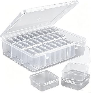 30 Pack Clear Mini Plastic Storage Boxes with Lids, Transparent Small Containers for Beads, Rhinestones, Jewelry Findings, Diamond Painting Accessories and Tiny Craft Hardware Organization