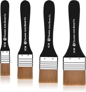 4PCS Flat Paint Brushes, Wide Flat Brushes,Flexible Nylon Paving Paintbrush, Artist Wall Painting Brushes with Birch Wood Pen Barrel,2/3/4/5cm Wide Brush Set for Watercolor Acrylic Oil Flour Painting