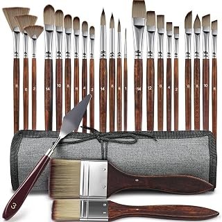 26PCS Professional Paint Brush Set, Premium Synthetic Nylon Brushes for Acrylic, Oil, Watercolor & Gouache Painting – Multi-Shape Artist Brush Kit for Beginners & Professionals, Art Supplies