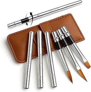 Travel Paintbrush Brushes, 3pcs Watercolor Travel Brushes with Leather Pouch - Fine Point Rounds Flat for Watercolor Gouache Ink Painting