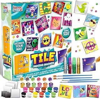 JOYIN 24 Mini Tiles Art Kit, Creativity DIY Paint, Arts and Crafts for Kids, DIY Supplies for Party Favors, Family Activity, Birthday Present, Gifts Toys for Boys and Girls