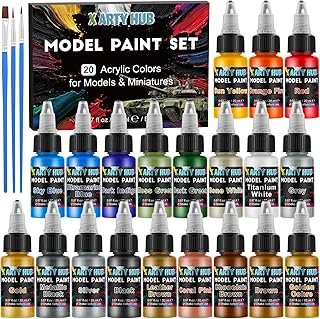 X ARTY HUB Model Paint Kit, 20-Color Model Paint Set with 3 Brushes