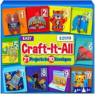 EZCRA Craft Box for Kids Ages 4-8 - 21 Projects Arts and Crafts Kits
