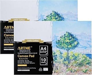 ARTME A4 Canvas Pad 10 Sheets 280gsm Cotton for Oil Acrylic Painting