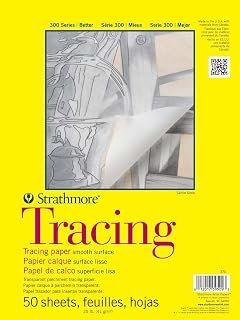 Strathmore 300 Series Tracing Paper Pad, Tape Bound, 11x14 inches, 50 Sheets (25lb/41g) - Artist Paper for Adults and Students, White