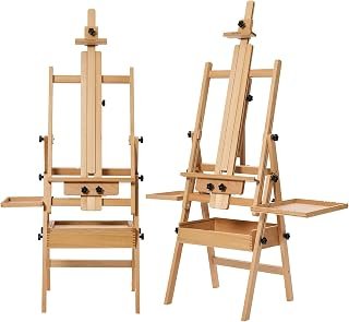 MEEDEN Painting Easel with Storage and Tray: H-Frame Beech Wood Art Easel