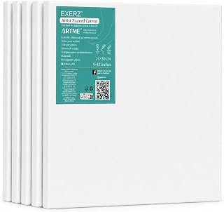 Exerz 24x30cm Framed Canvas 5pk - 1.7cm Pre-Stretched Canvas Artist Blank/280GSM 100% Cotton/Triple Primed/Acid Free/Medium Grain/Professional Acrylic Paint, Oil Paint