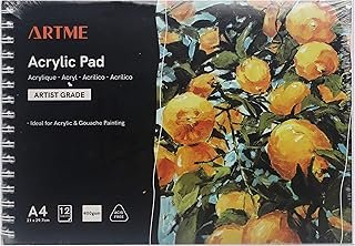 ARTME A4 Acrylic Paper Pad 12 Sheets 400gsm Spiral Bound Landscape