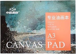 XUXHOU Flexible A3 Canvas Pad Oil Painting Paper Book, 10 Pages Drawing Paper, Easy to Peel for Oil Acrylic Painting Artists