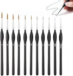 11 pcs Fine Detail Paint Brush Set - Durable Micro Detail Brushes with Small Fine Tips for Miniature Figure Painting, Warhammer 40k, Model and Art Projects, Artists and Hobbyists Choice