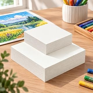 100pcs Canvas Paper Sheets Painting Paper Art Canvas Panels for Acrylic Oil Pastel Painting DIY Artwork Supplies 10x10cm 20x20cm